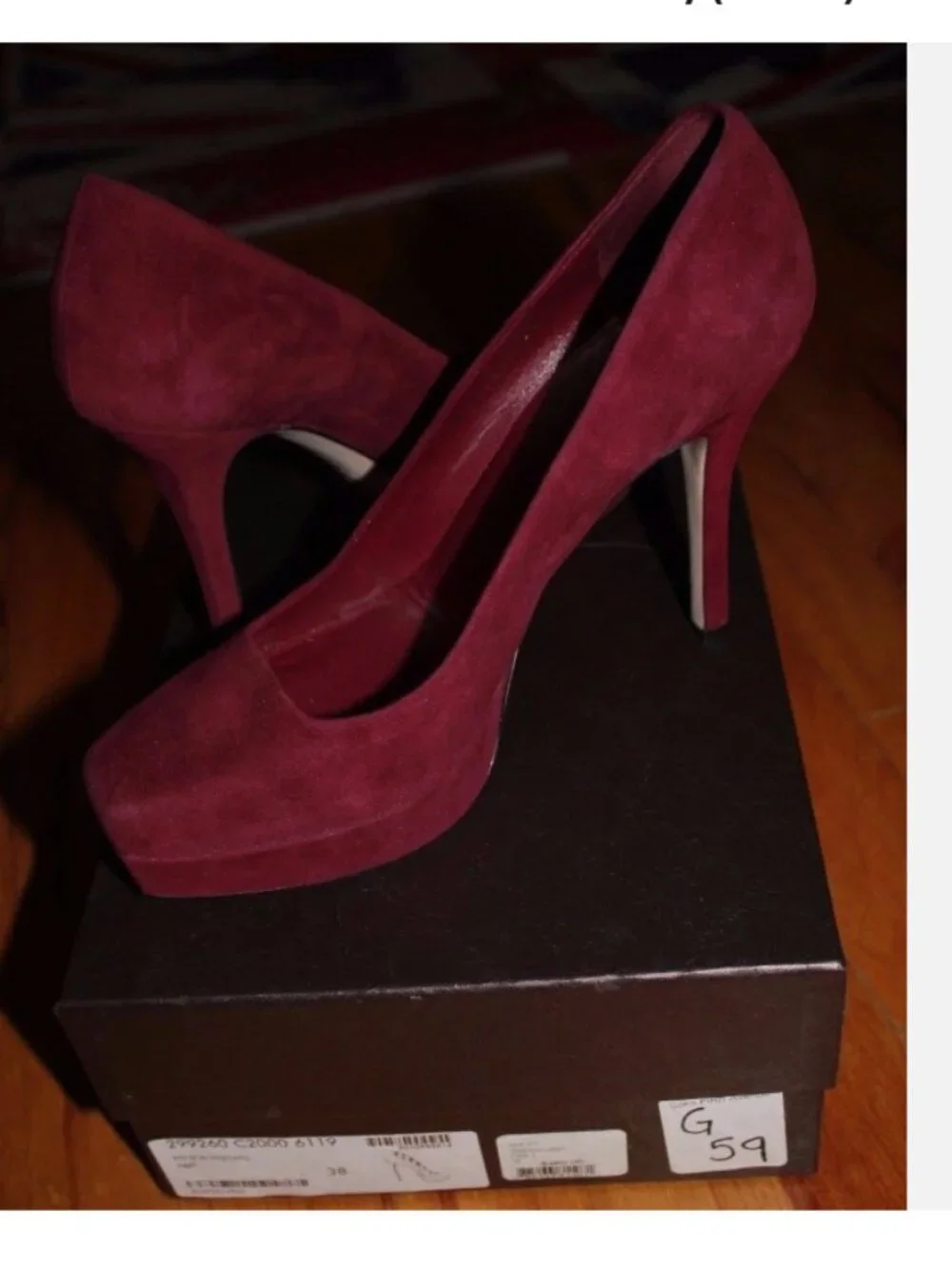 GUCCI Scamosciato Tibet BURGUNDY Red Suede Platform Pumps Shoes Heels Size 38